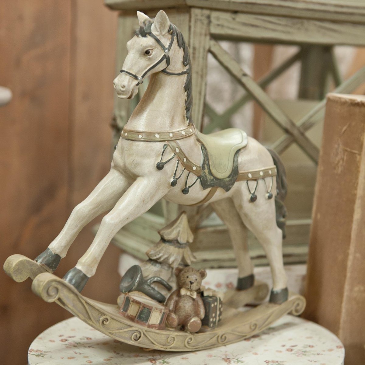 Beeld Paard 30x8x27 cm Wit Polyresin
