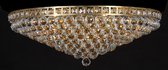 LumiLamp Plafondlamp Kristal Ø 80*27 cm E14/max 15*40W Goudkleurig Ijzer, Glas Plafonniere Kroonluchter