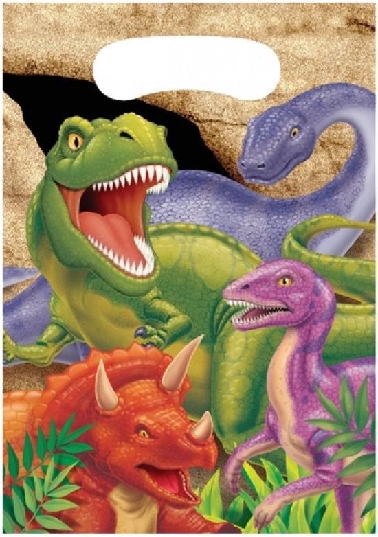 16x pièces thème dinosaure distribuer des sacs / sacs de fête - fête des enfants / anniversaire des enfants Dino