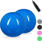 Relaxdays 2x fitnessbal 85 cm - gymbal - zitbal - yogabal - pilatesbal - kantoor - blauw