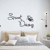 Muursticker Sweet Dreams Met Vlinder -  Groen -  120 x 68 cm  -  slaapkamer  engelse teksten  alle - Muursticker4Sale