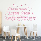 Twinkle Twinkle Little Star -  Roze -  120 x 65 cm  -  baby en kinderkamer  engelse teksten  alle - Muursticker4Sale