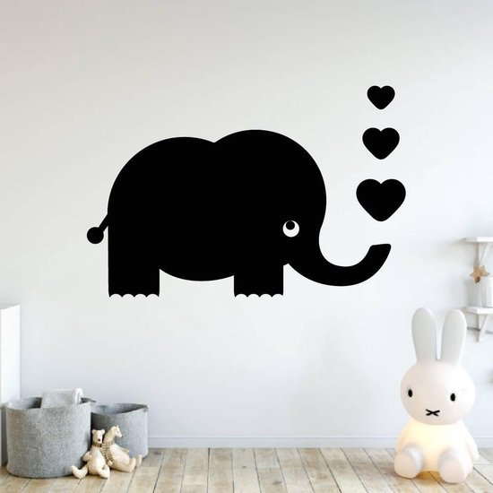 Muursticker Elephant With Hartjes - Zwart - 140 x 100 cm - Chambre de bébé  et d'enfant... | bol.com