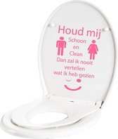Wc Sticker Houd Mij Schoon En Clean -  Roze -  18 x 27 cm  -  toilet  alle - Muursticker4Sale