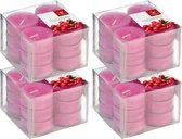 48x Geurtheelichtjes cranberry/roze 4 branduren - Geurkaarsen cranberrygeur/veenbessengeur - Waxinelichtjes