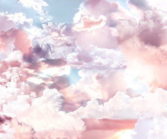 Foto: Komar pure clouds roze wolken fotobehang op vlies 300x250cm