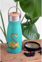 THE ZOO - flacon, thermos, acier inoxydable, bouchon contient du plastique / bois FSC, tuyau / panthère, tapis, 300 ml