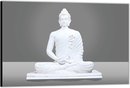 Dibond –Witte Buddha– 120x80 Foto op Aluminium (Met Ophangsysteem)