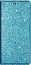 Samsung Galaxy A41 Hoesje - Book Case Glitter - Blauw