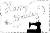 Kaart - A6 - 10x15cm - Met envelop - Happy birthday naaimachine - Vieren - Verjaardag - Majestic Ally - 12 stuks