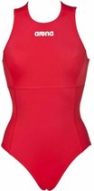 Dames Solid Waterpolo One Piece red/white