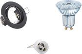LED Spot Set - OSRAM Parathom PAR16 930 36D - GU10 Fitting - Dimbaar - Inbouw Rond - Mat Zwart - 3.7W - Warm Wit 3000K - Kantelbaar Ø83mm - BSE