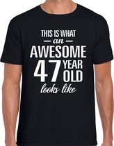 Awesome 47 year - geweldig 47 jaar cadeau t-shirt zwart heren -  Verjaardag cadeau XXL