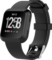 Siliconen Smartwatch bandje - Geschikt voor  Fitbit Versa / Versa 2 silicone band - zwart - Maat: L - Horlogeband / Polsband / Armband