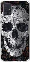 Casetastic Samsung Galaxy A51 (2020) Hoesje - Softcover Hoesje met Design - Doodle Skull BW Print