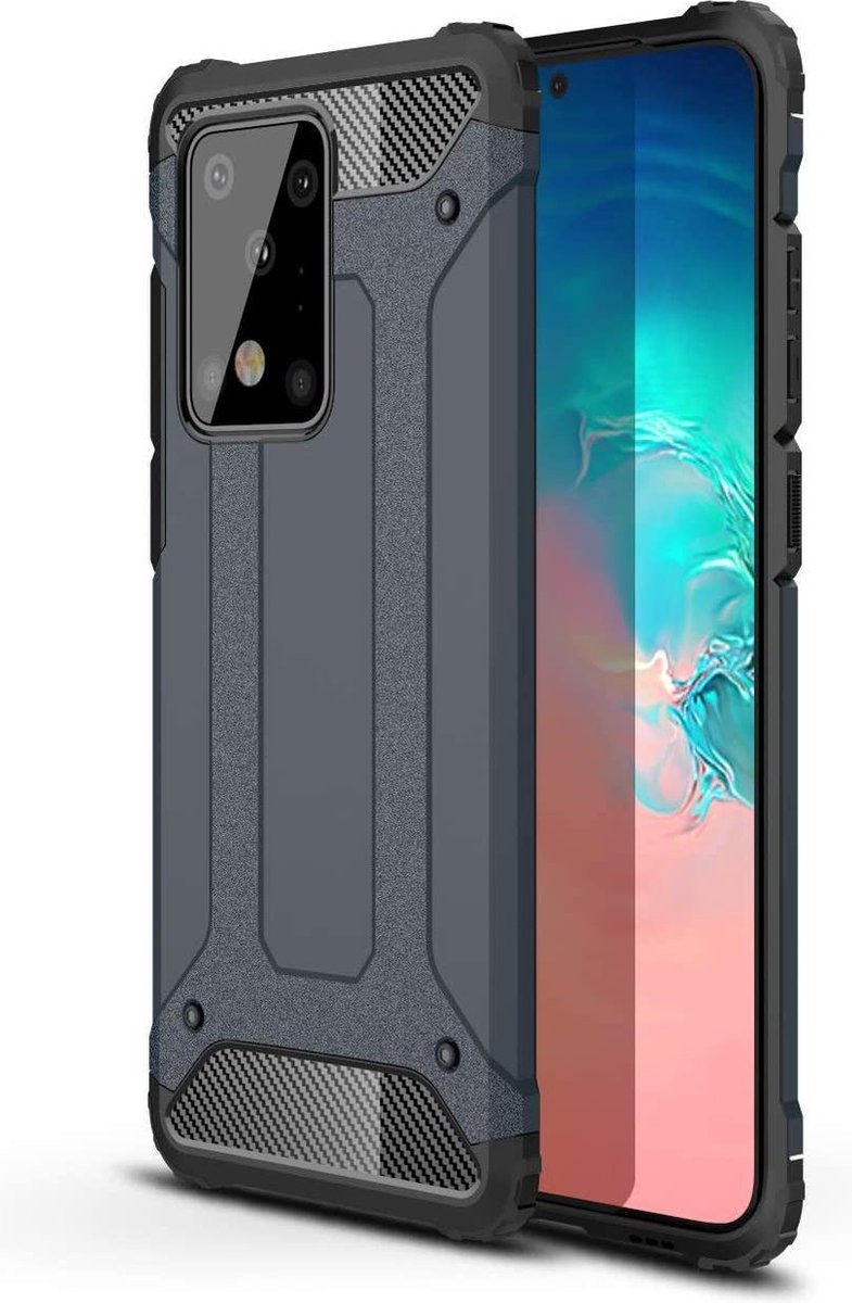 Hoesje Geschikt voor: Samsung Galaxy S20 Ultra Armor Hybrid - Blauw