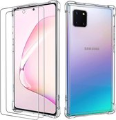 Hoesje Geschikt voor: Samsung Galaxy S10 Lite 2020 - Anti Shock Hybrid Case & 2X Tempered Glas Combi - Transparant