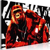 Schilderijen Op Canvas - Schilderij - Pop Art Monkey (1 Part) Narrow Red 90x60 - Artgeist Schilderij