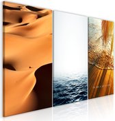 Schilderijen Op Canvas - Schilderij - Sand and Water (3 Parts) 120x60 - Artgeist Schilderij
