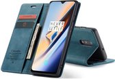 CASEME - OnePlus 7 Retro Wallet Case - Blauw