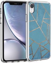 iMoshion Hoesje Geschikt voor iPhone Xr Hoesje Siliconen - iMoshion Design hoesje - Blauw / Goud / Blue Graphic