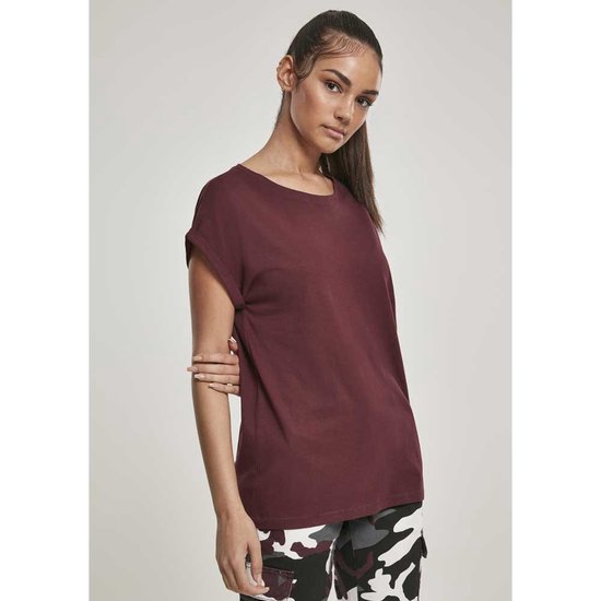 Urban Classics Dames Tshirt -XS- Extended Shoulder Bordeaux rood | bol.com