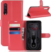 Litchi Texture Horizontal Flip Leather Case voor Xiaomi Mi9, met portemonnee en houder en kaartsleuven (rood)
