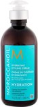 Moroccanoil Hydrating Styling Cream fles met pompdispenser. Turquoise label met oranje M-logo.