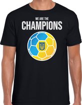 Oekraine EK/ WK supporter t-shirt - we are the champions met Oekrainse voetbal - zwart - heren - kleding / shirt S