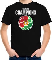Portugal EK/ WK supporter t-shirt - we are the champions met Portugese voetbal - zwart - kinderen - kleding / shirt L (146-152)