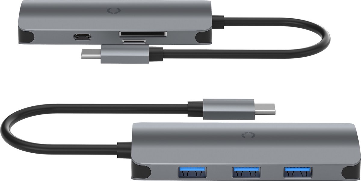Cygnett Unite SlimMate USB-C naar USB-A / USB-C / SD Card - 100W PD Hub - Zwart