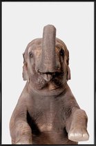 JUNIQE - Poster in kunststof lijst Elephant -30x45 /Grijs