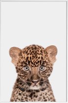 JUNIQE - Poster met kunststof lijst Leopard -13x18 /Bruin