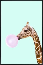 JUNIQE - Poster in kunststof lijst Giraf pop art -40x60 /Bruin & Roze