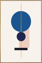 JUNIQE - Poster met kunststof lijst Equilibrium gouden -13x18 /Blauw &