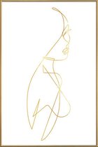 JUNIQE - Poster met kunststof lijst Femme I gouden -13x18 /Goud & Wit
