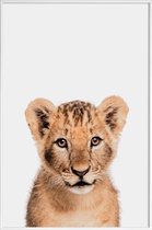JUNIQE - Poster in kunststof lijst Lion Cub II -30x45 /Bruin