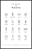 JUNIQE - Poster in kunststof lijst Pasta infographic -40x60 /Wit &