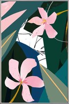 JUNIQE - Poster met kunststof lijst Oleander illustratie -40x60 /Groen