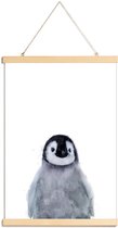 JUNIQE - Posterhanger Kleine pinguïn illustratie -20x30 /Grijs & Wit