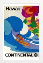 JUNIQE - Poster in houten lijst Vintage Hawaï -30x45 /Kleurrijk