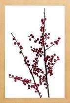 JUNIQE - Poster in houten lijst Red Berries 2 -30x45 /Rood & Wit
