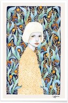 JUNIQE - Poster Emilia -40x60 /Blauw & Geel