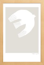 JUNIQE - Poster met houten lijst Thoughts Are Free No. 2 -13x18 /Ivoor