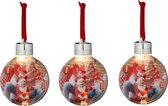 3x stuks DIY foto/fotolijst kunststof kerstballen transparant 8 cm met verlichting - Kerstversiering/kerstboomversiering