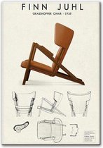 Finn Juhl Chair Design Poster - 60x80cm Canvas - Multi-color