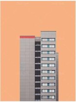 Brutalist Architectural Bauhaus Posters Orange - 50x70cm Canvas - Multi-color