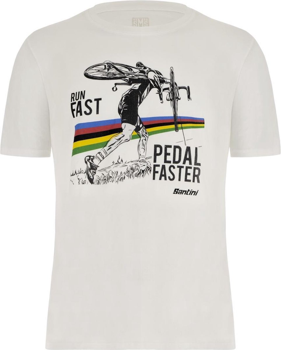 Santini Casual T-Shirt Unisex Wit Multikleur - Cyclo-Cross T-Shirt - Uci Official - M
