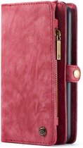 Housse Bookcase hoesje Samsung Galaxy A52 4G / Galaxy A52 5G - CaseMe - Rouge uni - Cuir - Portefeuille avec 11 poches pour cartes et poche zippée