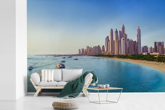 Photo de la belle mer bleu clair devant la côte de Dubaï papier peint photo en vinyle largeur 600 cm x hauteur 400 cm - Tirage photo sur papier peint (disponible en 7 tailles)